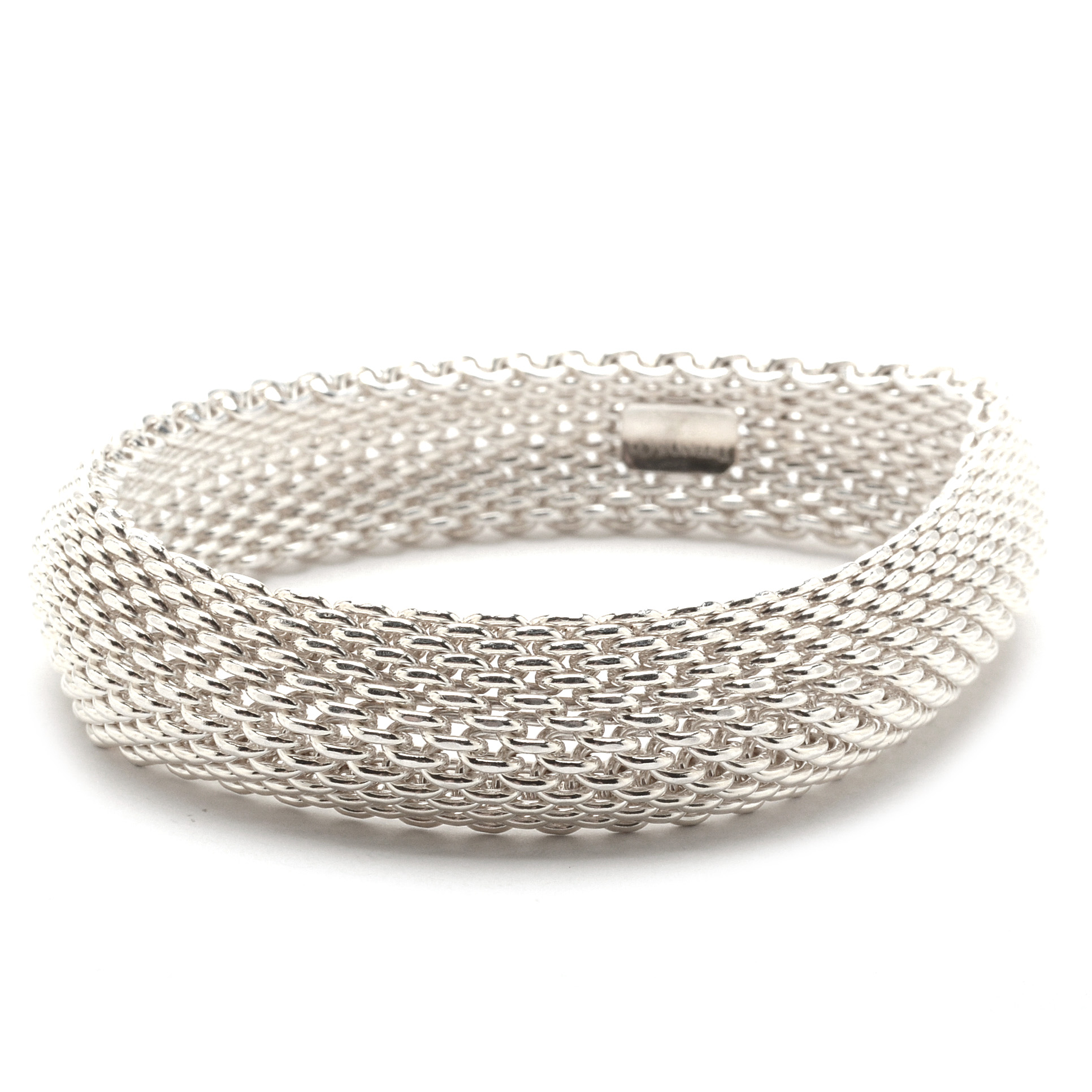 Tiffany & Co. Sterling Silver Mesh Link Somerset Bangle Bracelet