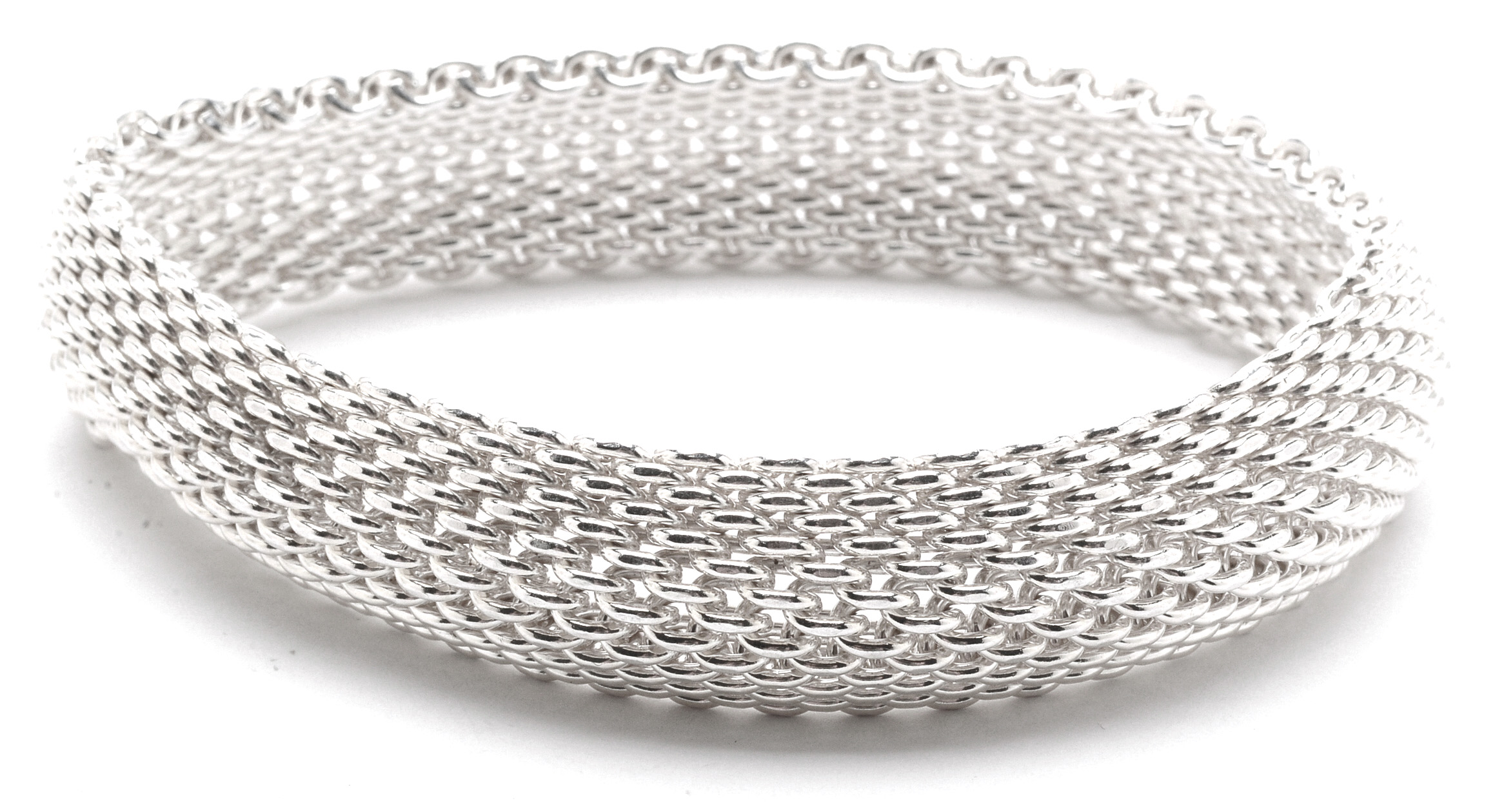 Tiffany & Co. Sterling Silver Mesh Link Somerset Bangle Bracelet