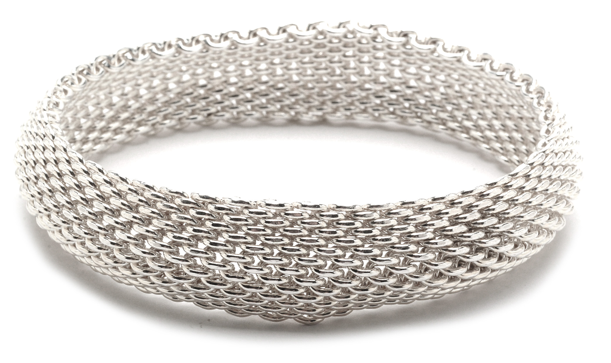 Tiffany & Co. Sterling Silver Mesh Link Somerset Bangle Bracelet
