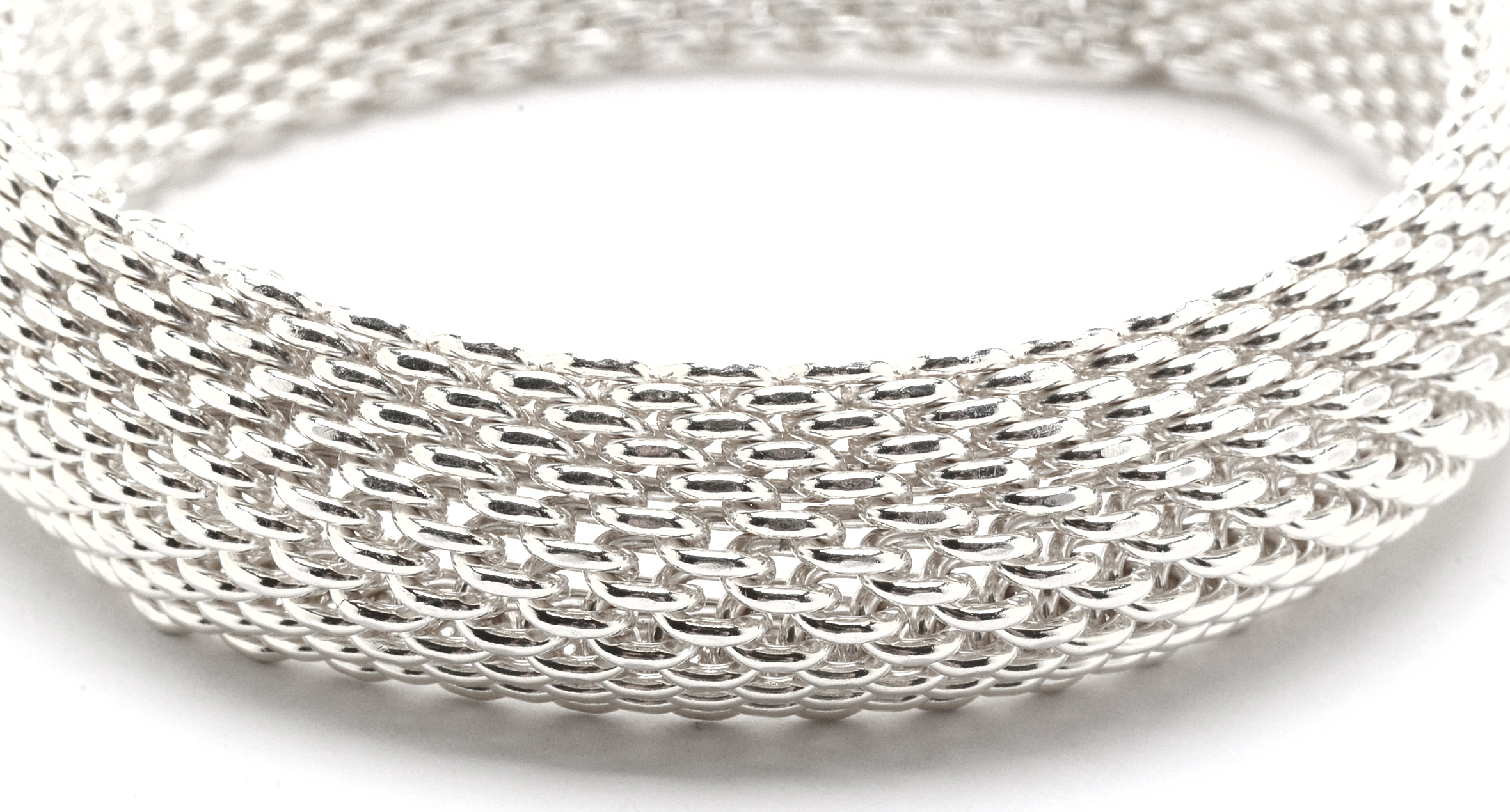 Tiffany & Co. Sterling Silver Mesh Link Somerset Bangle Bracelet
