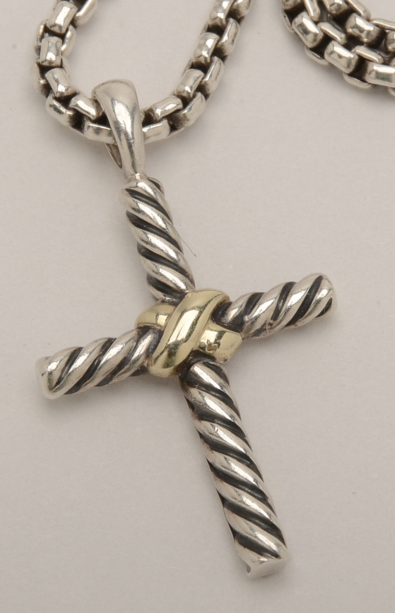 David Yurman Sterling Silver Cross Pendant Necklace