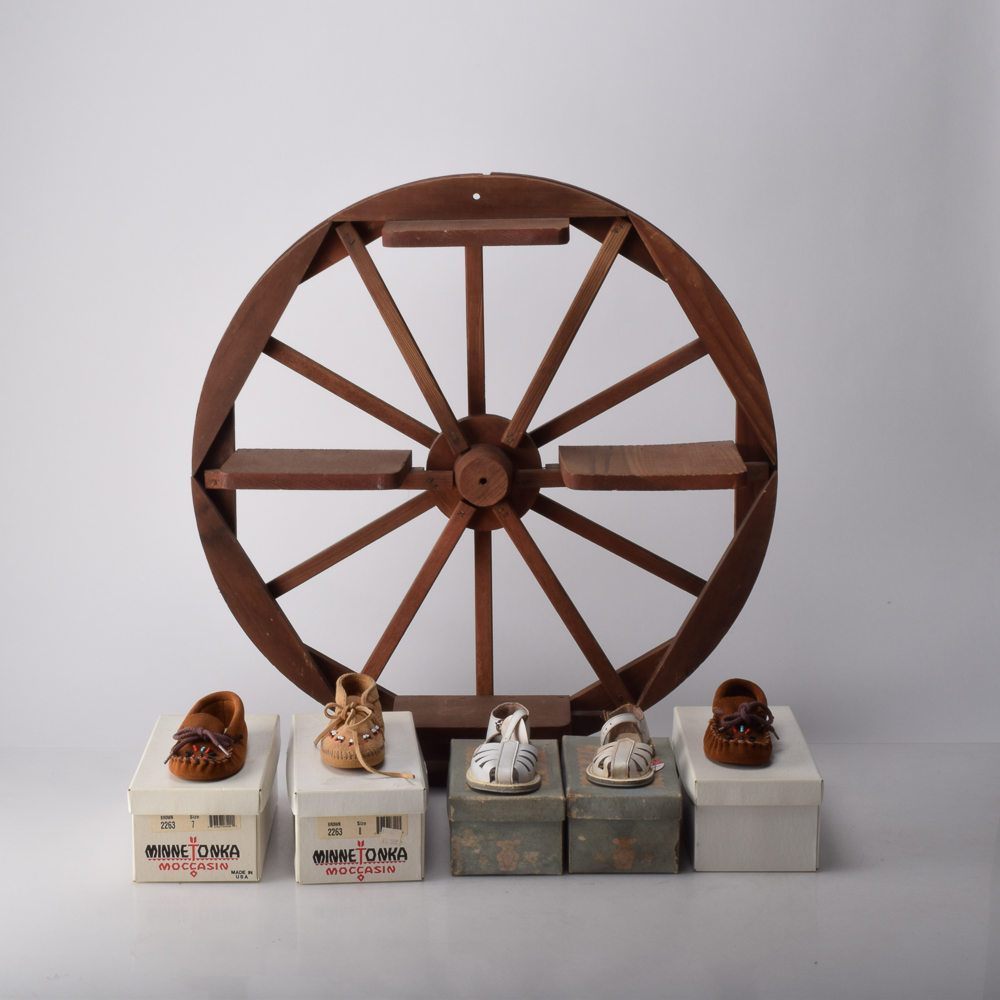 Vintage Minnetonka Toddlers' Shoes with Display Stand
