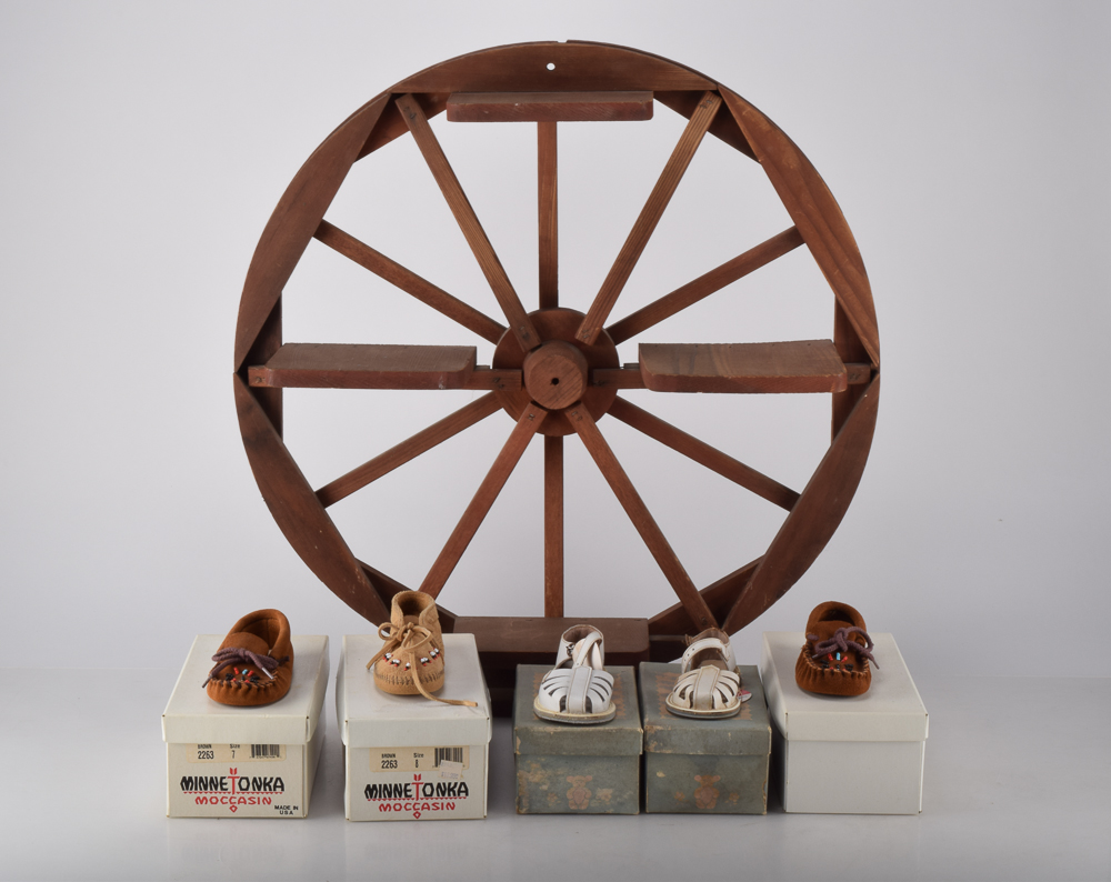 Vintage Minnetonka Toddlers' Shoes with Display Stand