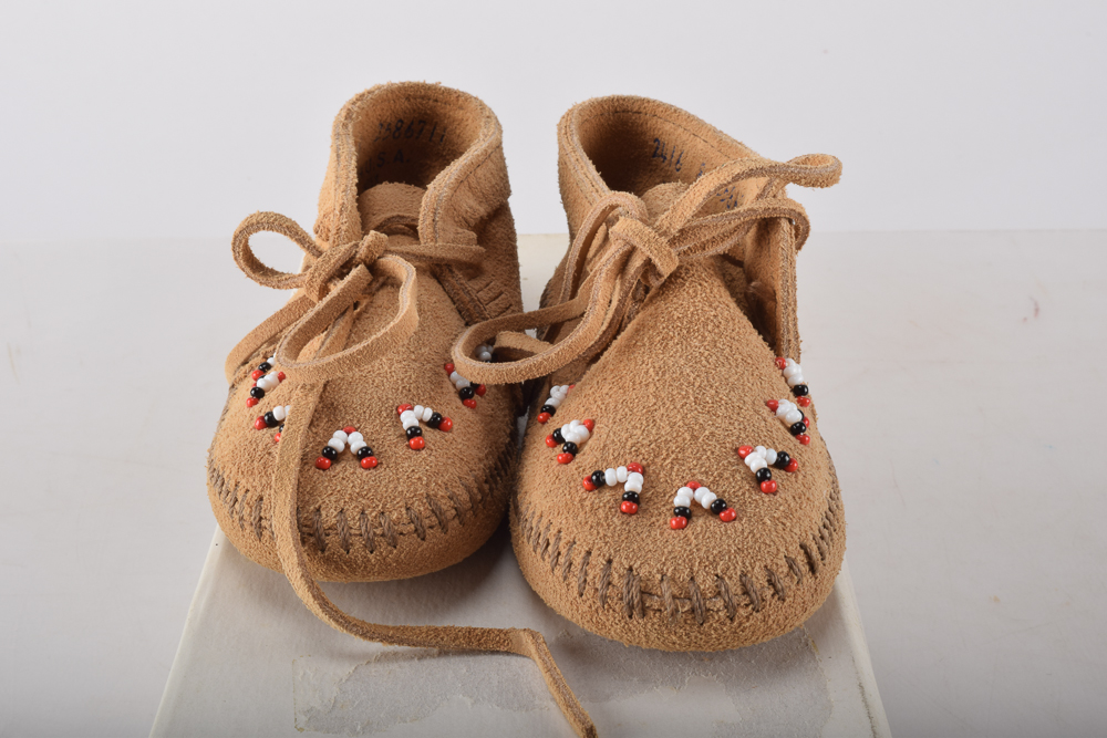 Vintage Minnetonka Toddlers' Shoes with Display Stand