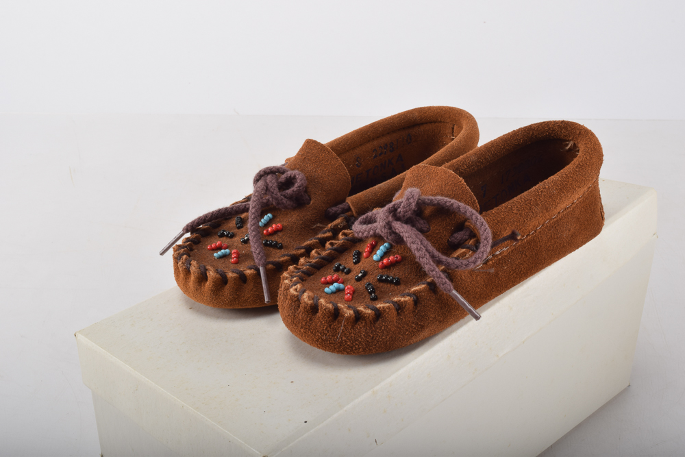 Vintage Minnetonka Toddlers' Shoes with Display Stand