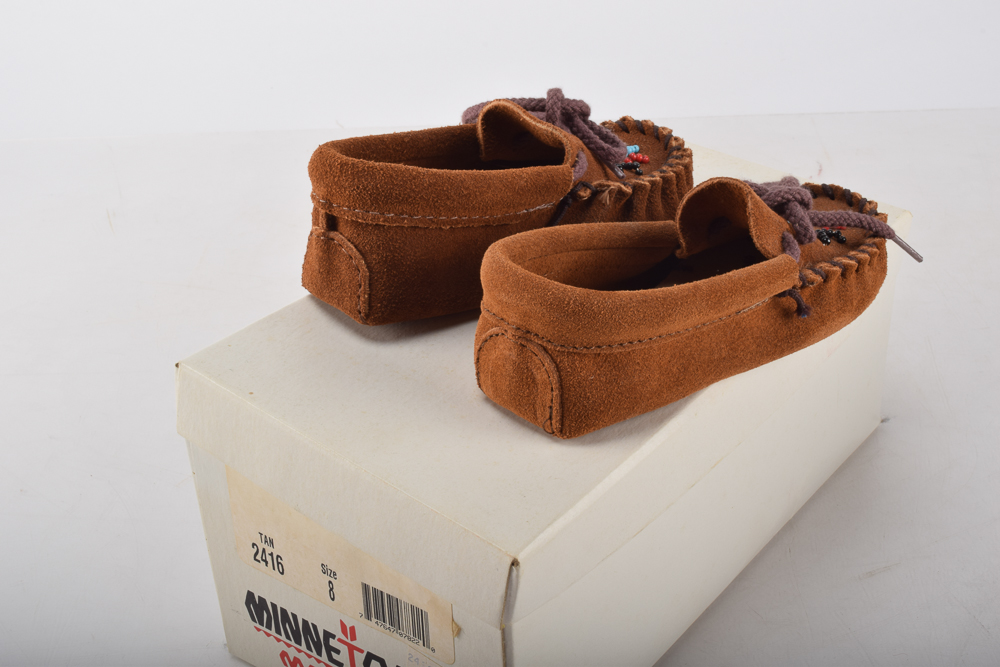 Vintage Minnetonka Toddlers' Shoes with Display Stand