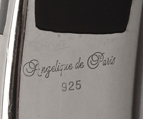 Angelique De Paris Enameled on Sterling and White Sapphire Bangle