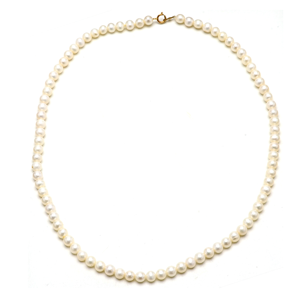 14K Yellow Gold Cultured Pearl Necklace, Bracelet and Studs