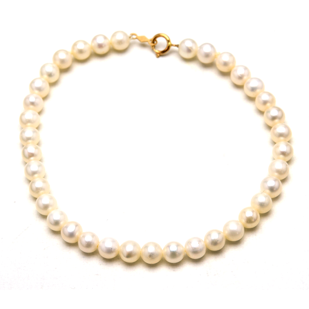 14K Yellow Gold Cultured Pearl Necklace, Bracelet and Studs