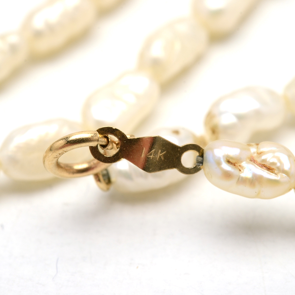 14K Yellow Gold Amethyst Cultured Freshwater Pearl Necklace