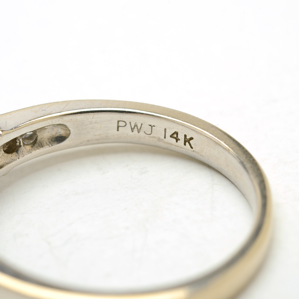 14K Yellow Gold Diamond and Cubic Zirconia Ring