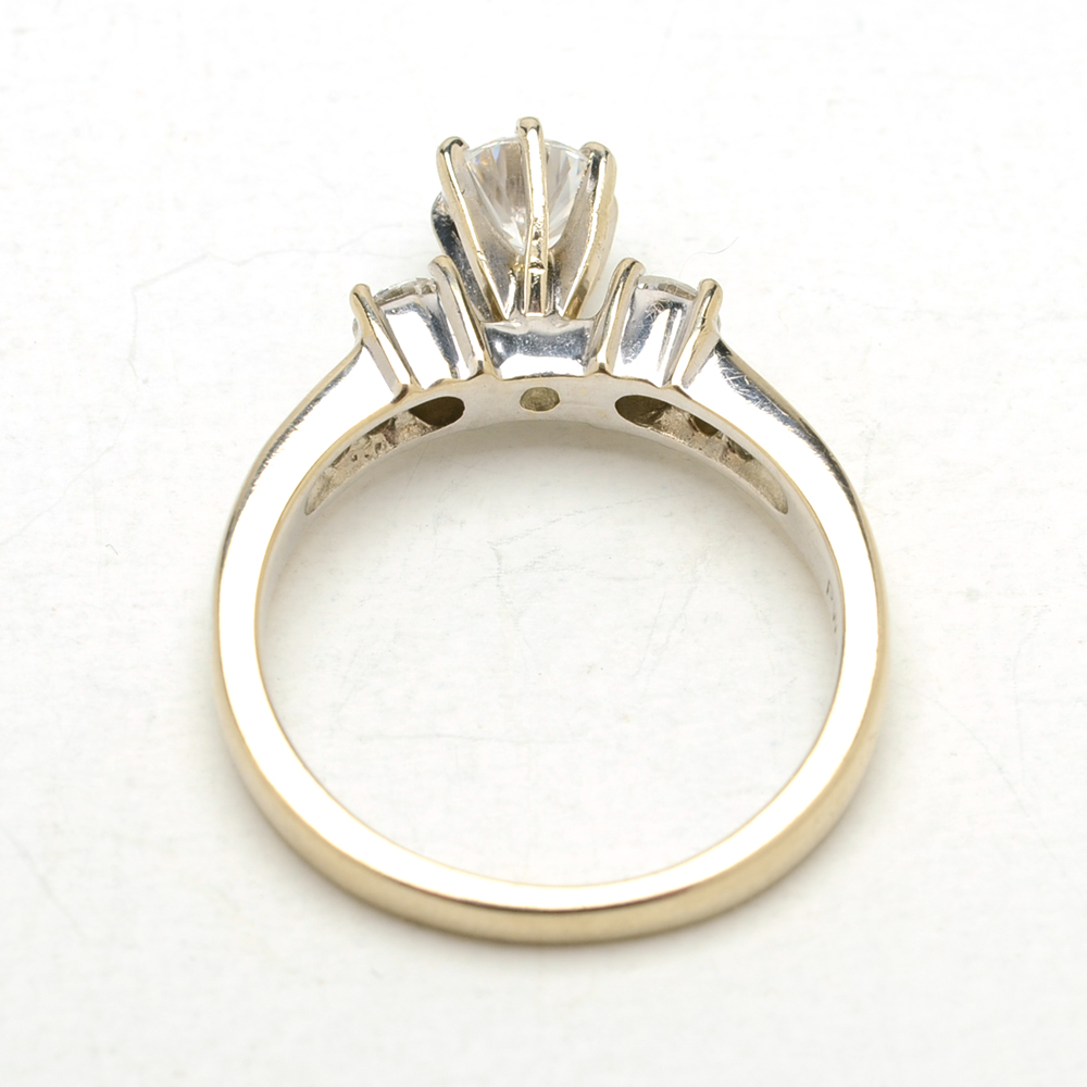 14K Yellow Gold Diamond and Cubic Zirconia Ring