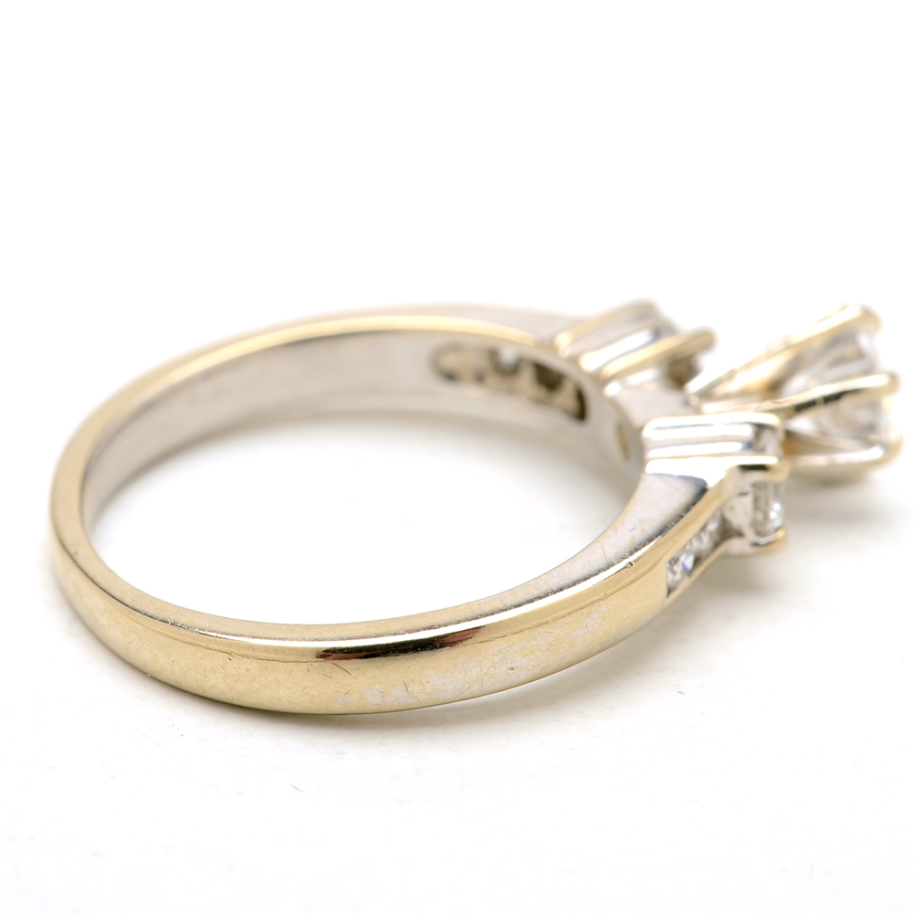 14K Yellow Gold Diamond and Cubic Zirconia Ring