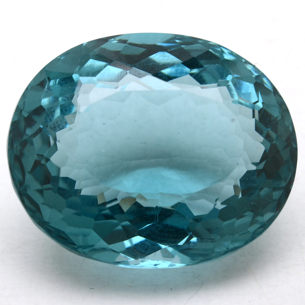 Loose 25.97 CT Oval Faceted Cut Synthetic Blue Quartz Gemstone