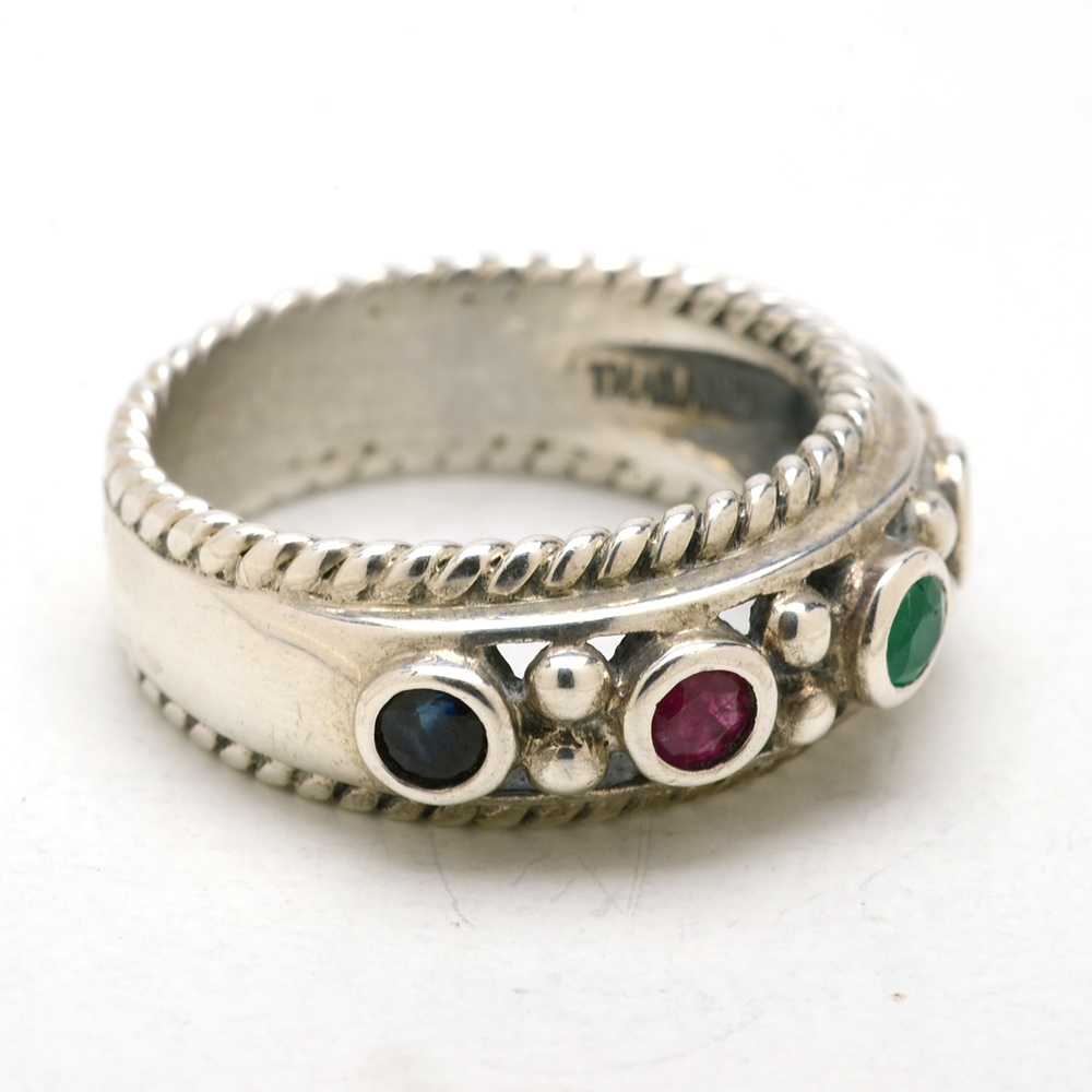 Carolyn Pollack Multi-Stone Inlaid Ring and Multi-Stone Ring