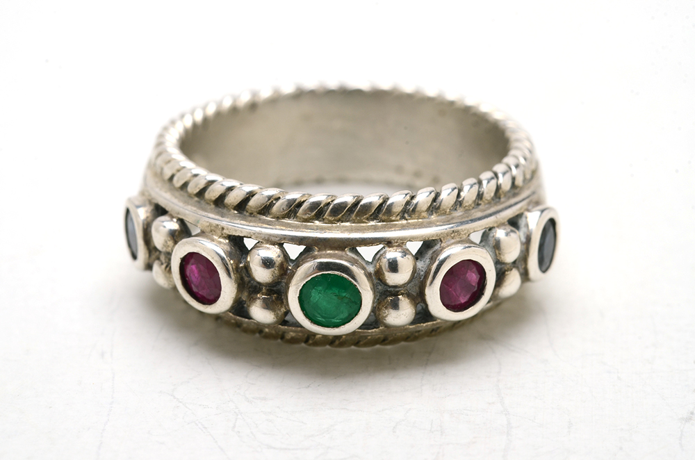 Carolyn Pollack Multi-Stone Inlaid Ring and Multi-Stone Ring