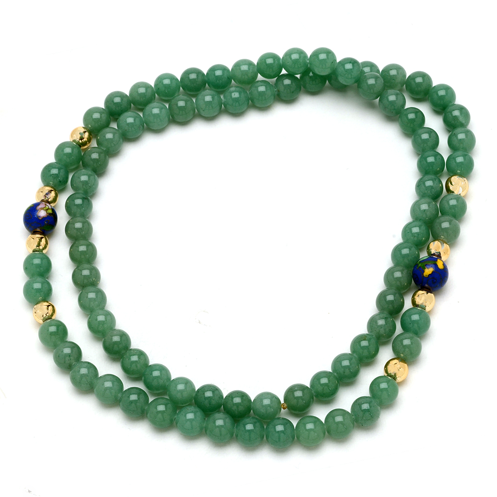 Aventurine and Cloisonne Beaded Necklace