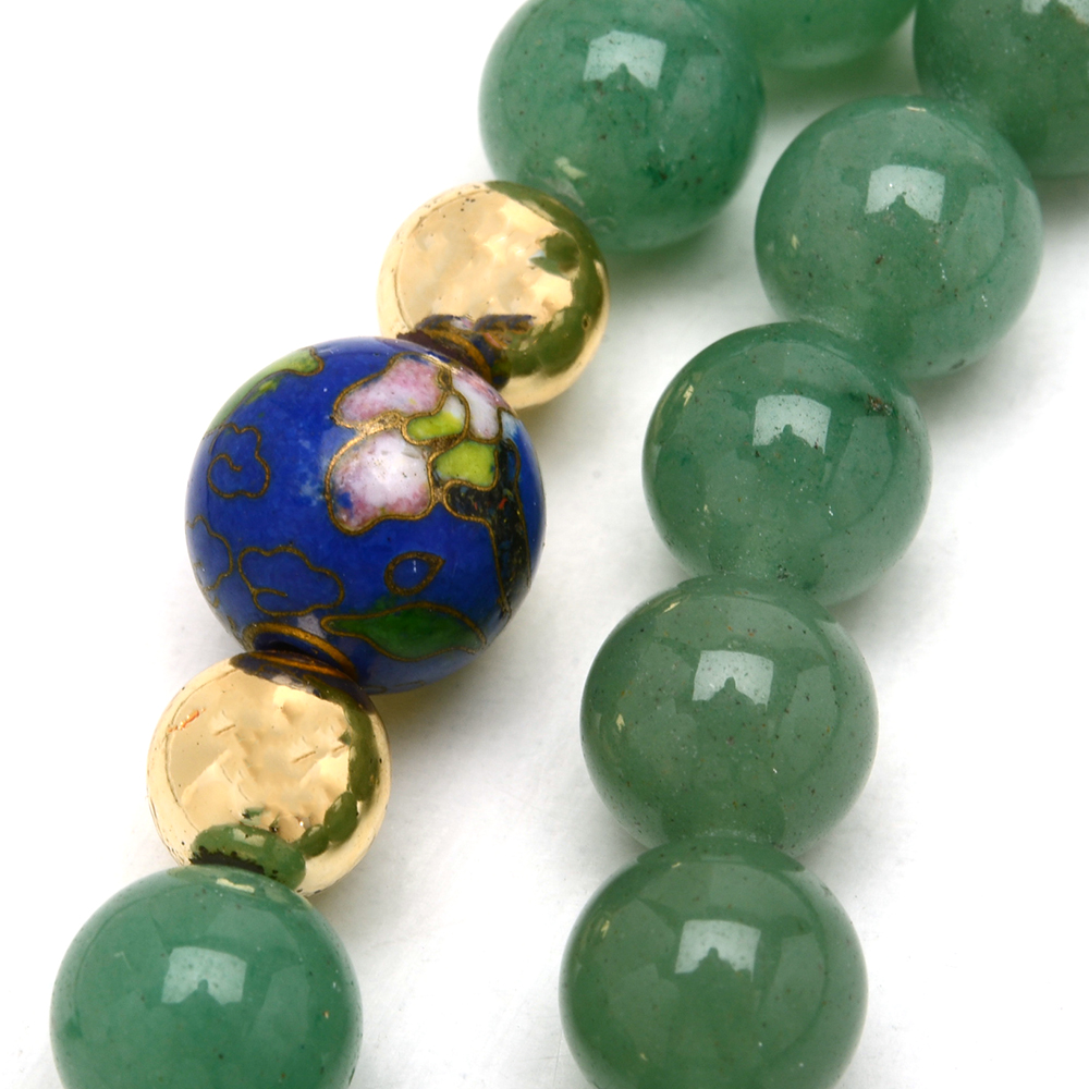 Aventurine and Cloisonne Beaded Necklace