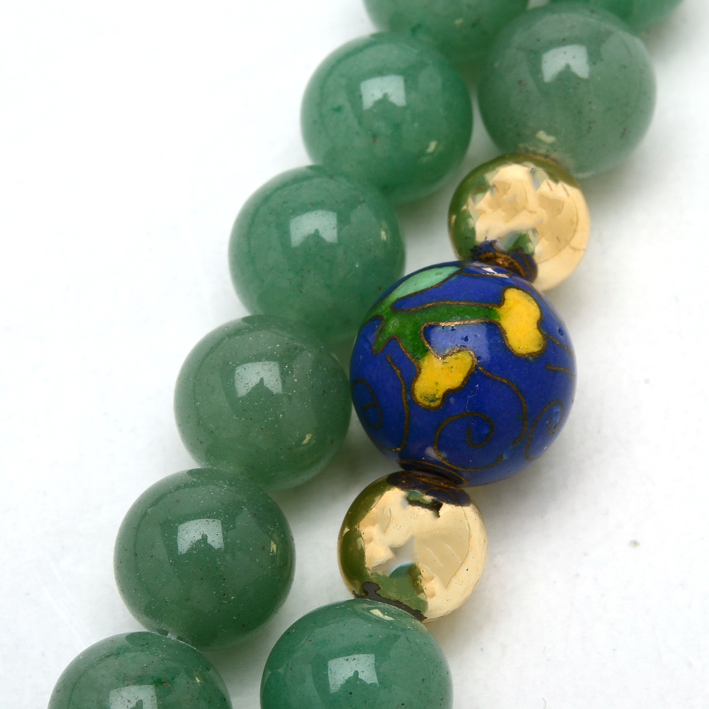 Aventurine and Cloisonne Beaded Necklace