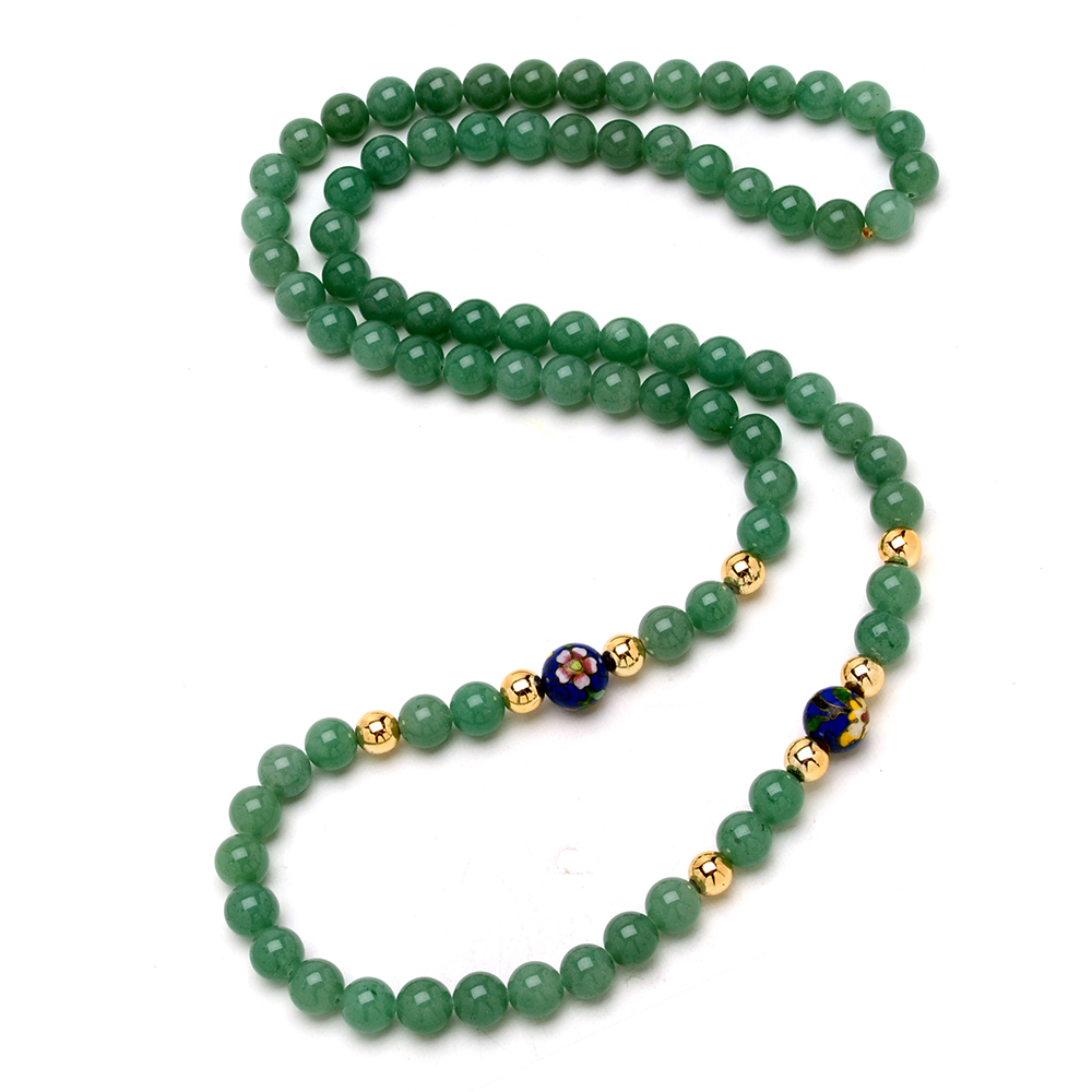 Aventurine and Cloisonne Beaded Necklace
