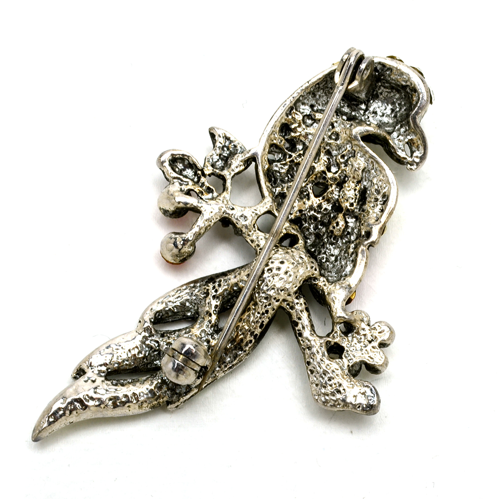 Austrian Crystal Brooch and Multicolor Rhinestone Parakeet Brooch