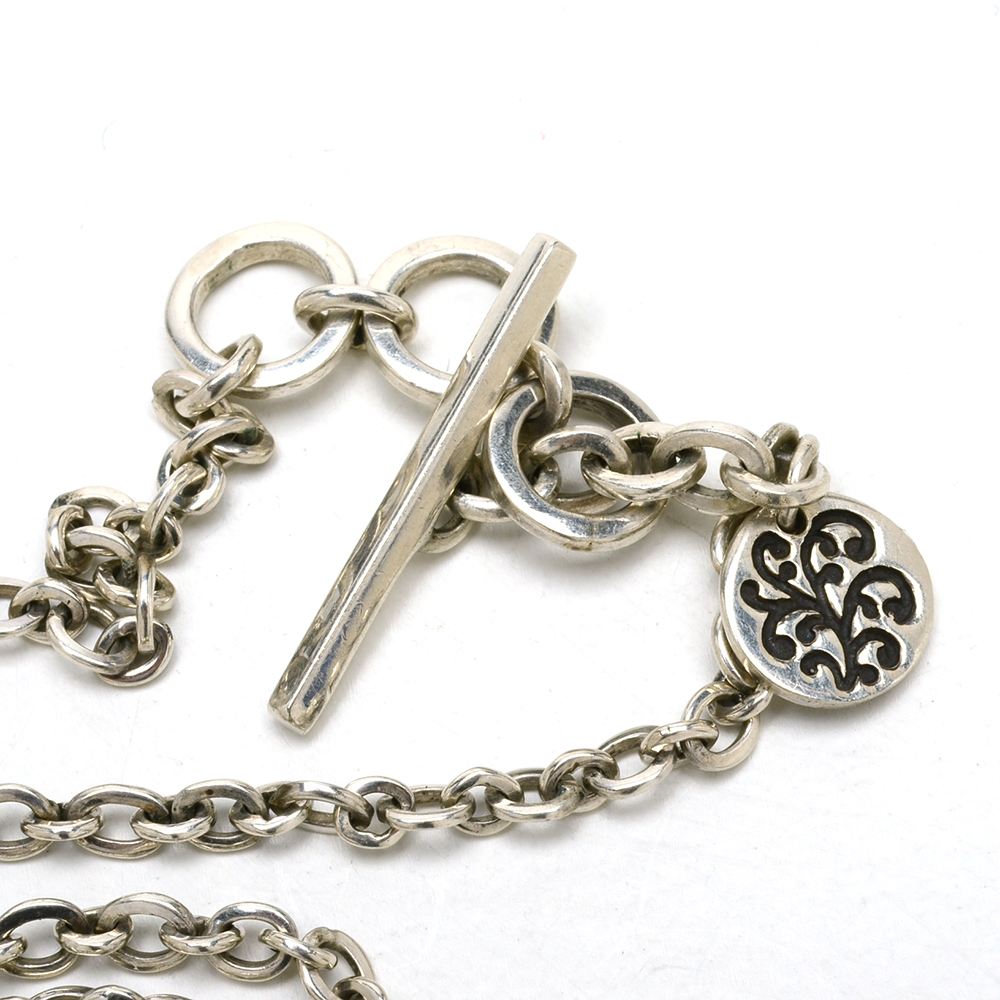 Lois Hill Sterling Silver Link Necklace with Scrolling Heart