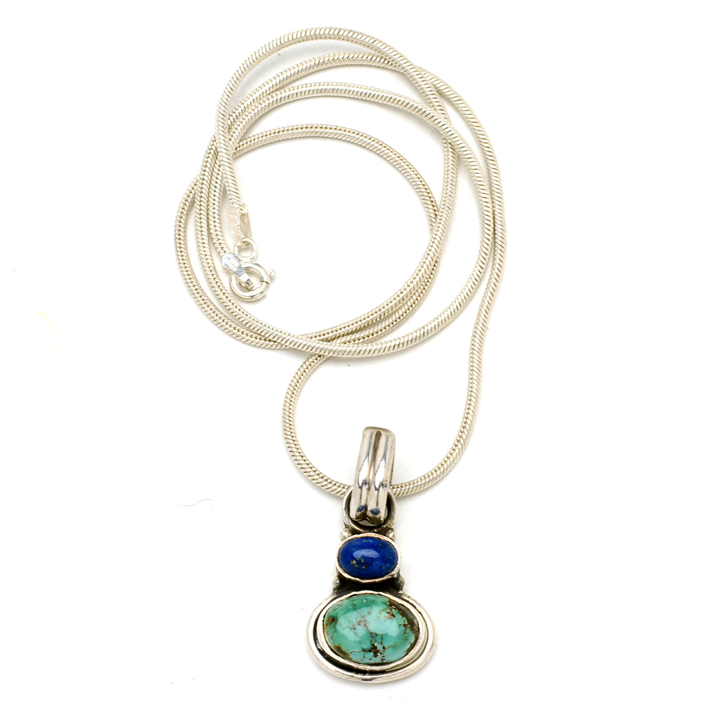 Sterling Multi-Stone Pendant Necklace and Israeli Sterling Ring