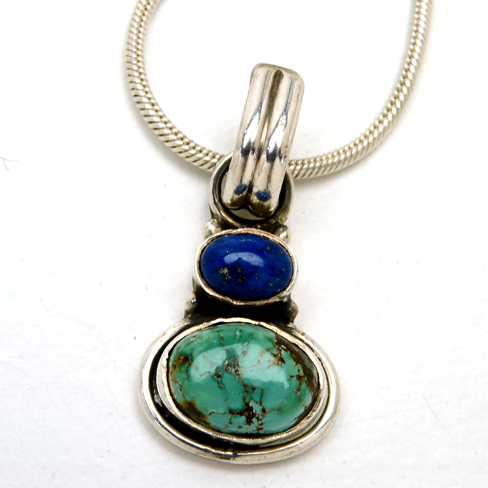 Sterling Multi-Stone Pendant Necklace and Israeli Sterling Ring