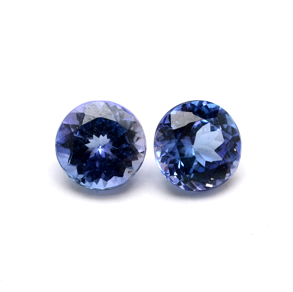 Two Loose 2.42 CTW Round Cut Tanzanite Gemstones