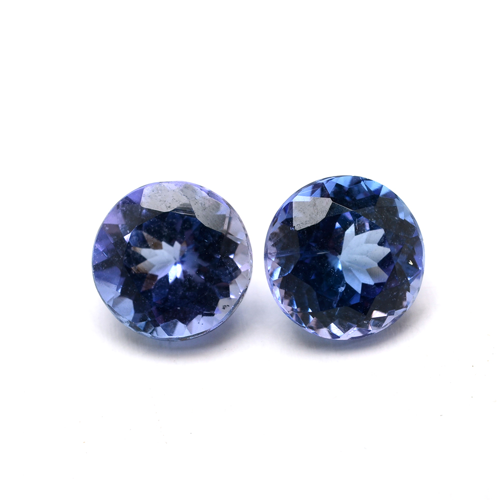 Two Loose 2.42 CTW Round Cut Tanzanite Gemstones