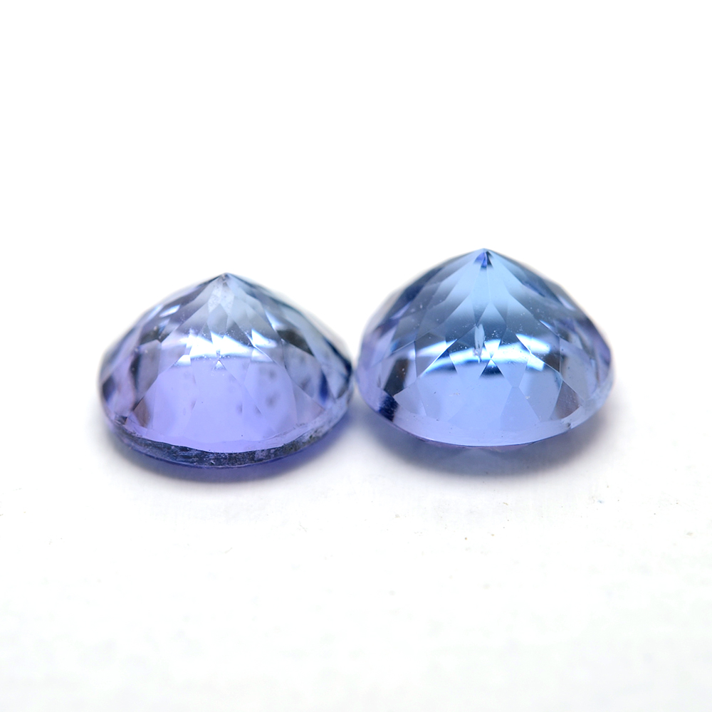Two Loose 2.42 CTW Round Cut Tanzanite Gemstones
