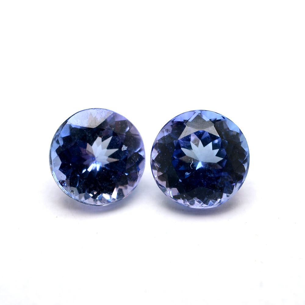 Two Loose 2.42 CTW Round Cut Tanzanite Gemstones