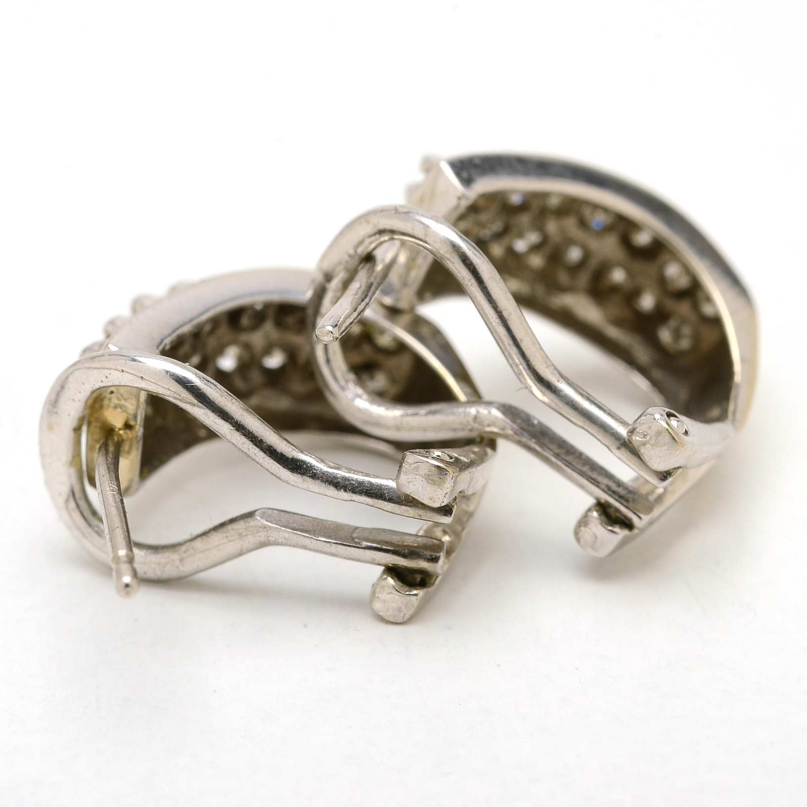 14K White Gold Diamond Pierced Earrings