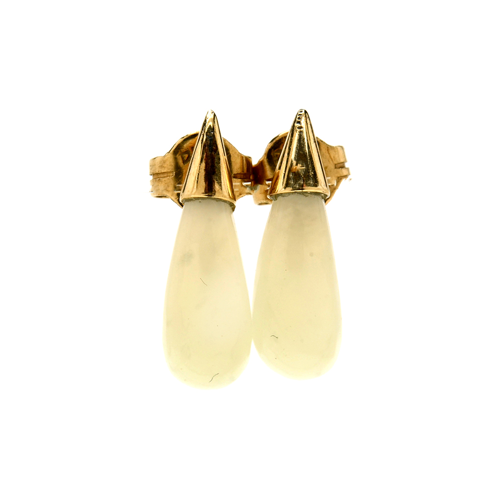 14K Yellow Gold Serpentine Drop Pendant and Pierced Earrings