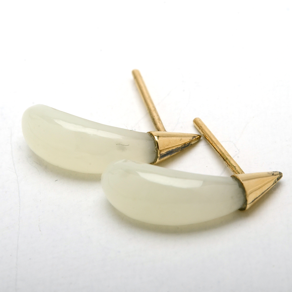 14K Yellow Gold Serpentine Drop Pendant and Pierced Earrings