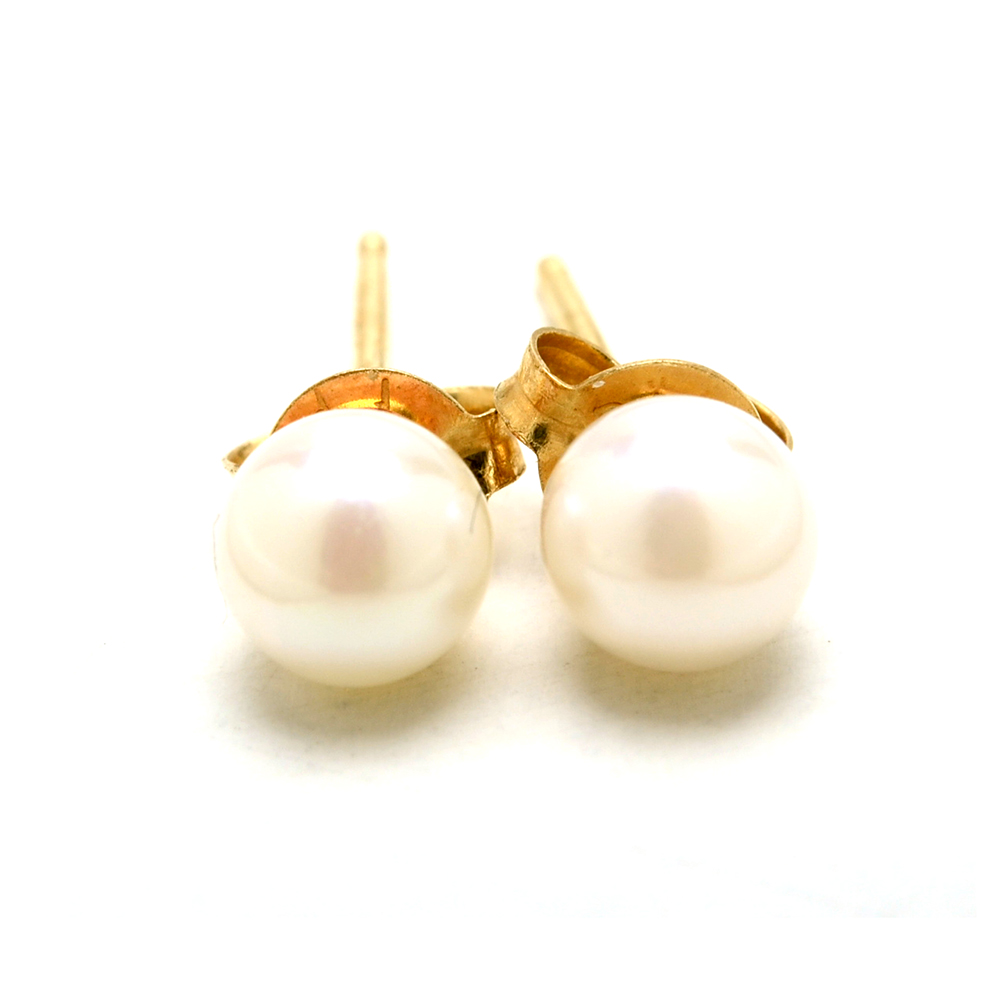 14K Yellow Gold Cultured Seed Pearl Studs and 14K Unicorn Pendant