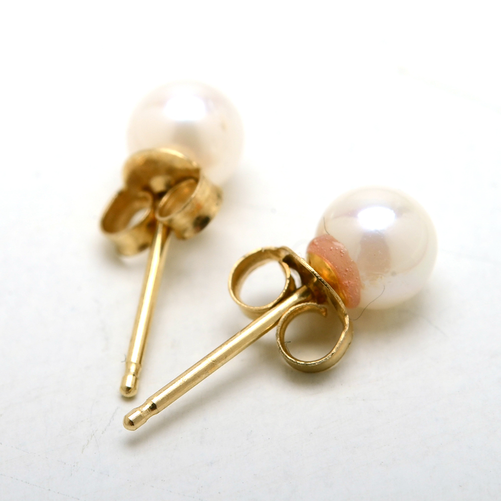 14K Yellow Gold Cultured Seed Pearl Studs and 14K Unicorn Pendant