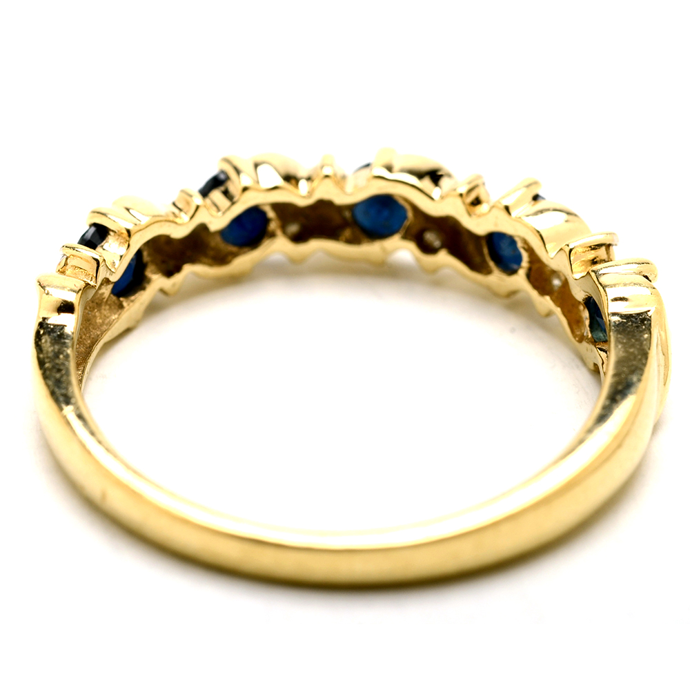 10K Yellow Gold Blue Sapphire and Diamond Ring
