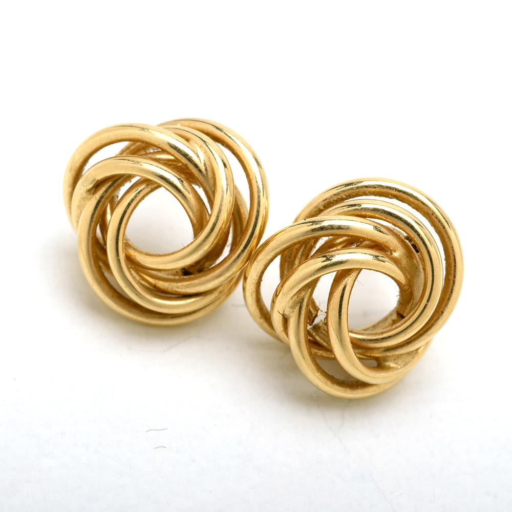 14K Yellow Gold Knot Pierced Earrings