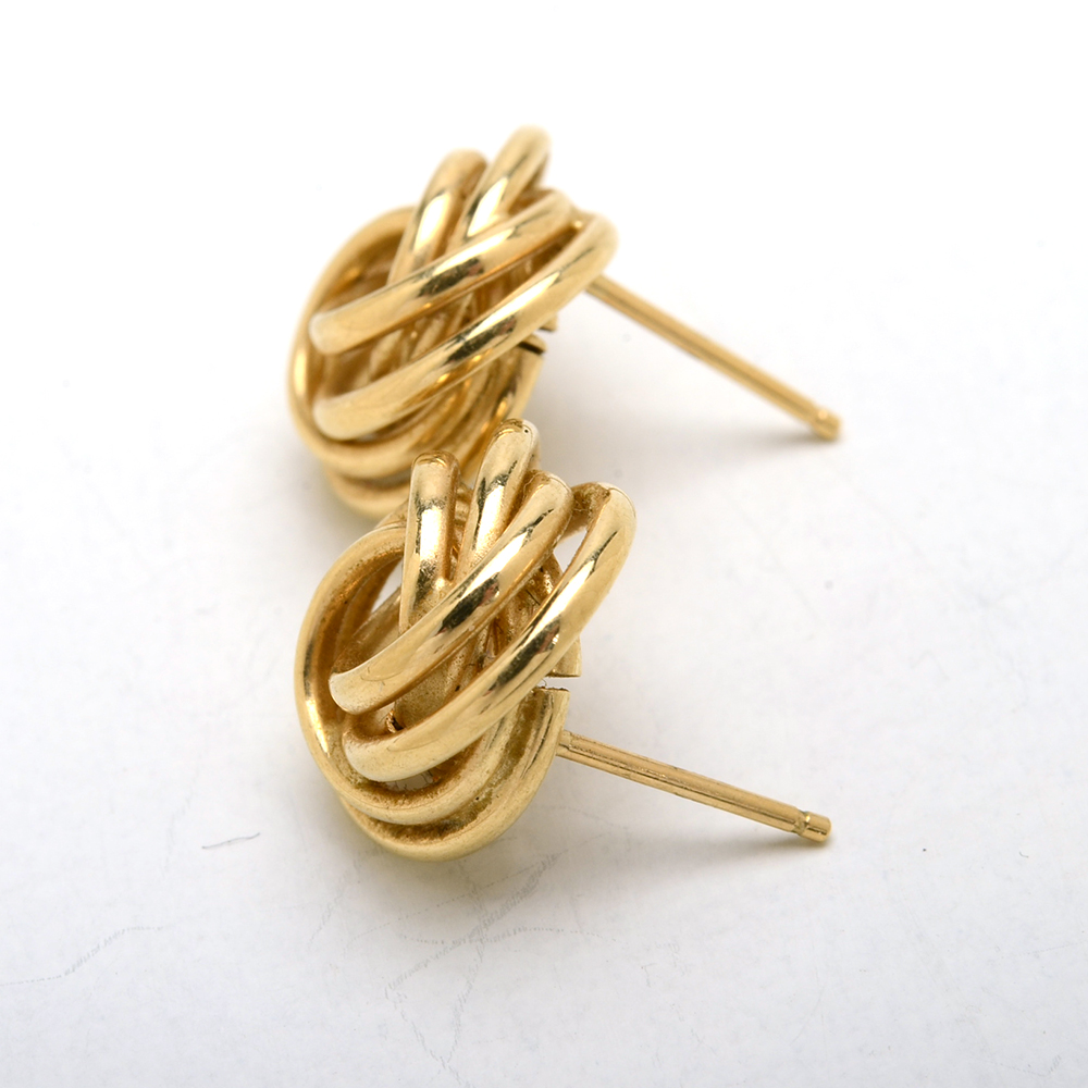 14K Yellow Gold Knot Pierced Earrings