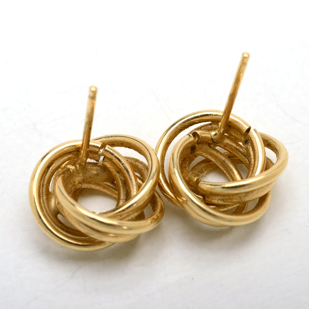 14K Yellow Gold Knot Pierced Earrings