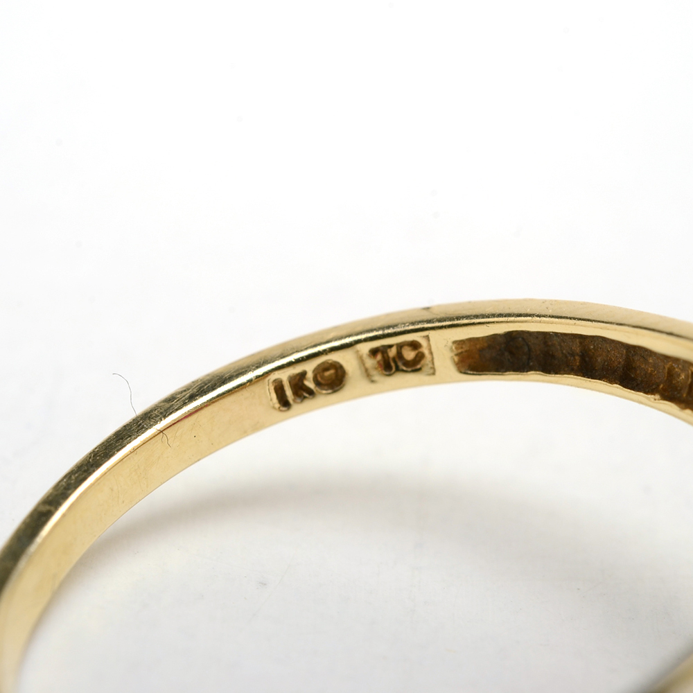 10K Yellow Gold Synthetic Ruby and Diamond Ring