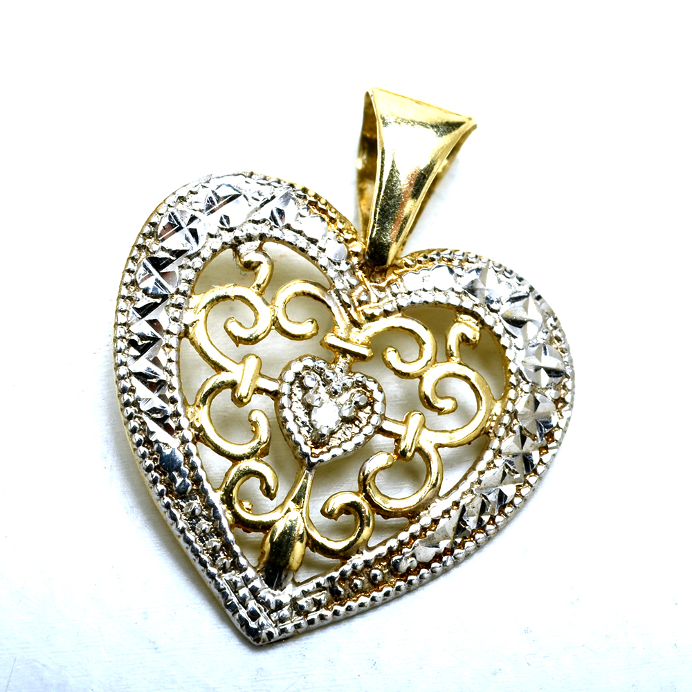 Group of 10K Yellow Gold Diamond Pendants and Earrings