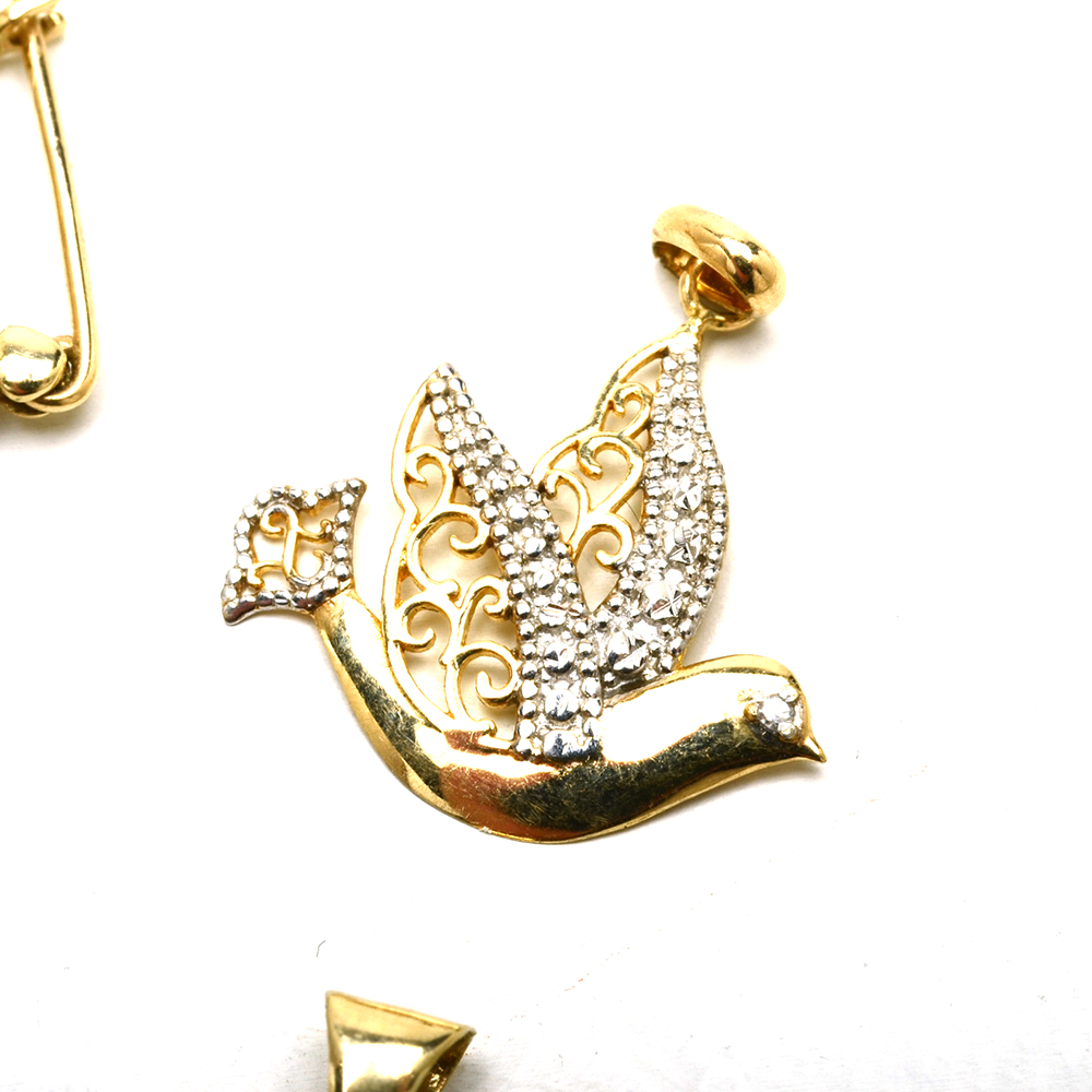 Group of 10K Yellow Gold Diamond Pendants and Earrings