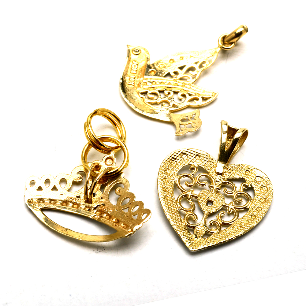 Group of 10K Yellow Gold Diamond Pendants and Earrings