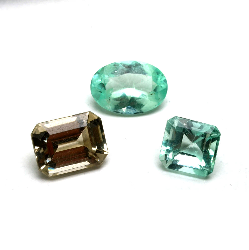 A group of Loose Green Beryl and Zultanite Gemstones