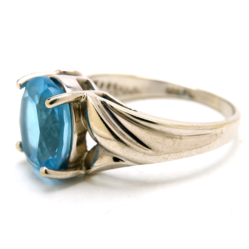 10K White Gold Blue Topaz Ring