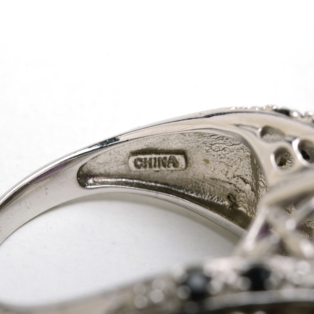 Sterling Silver Amethyst and Black Cubic Zirconia Ring