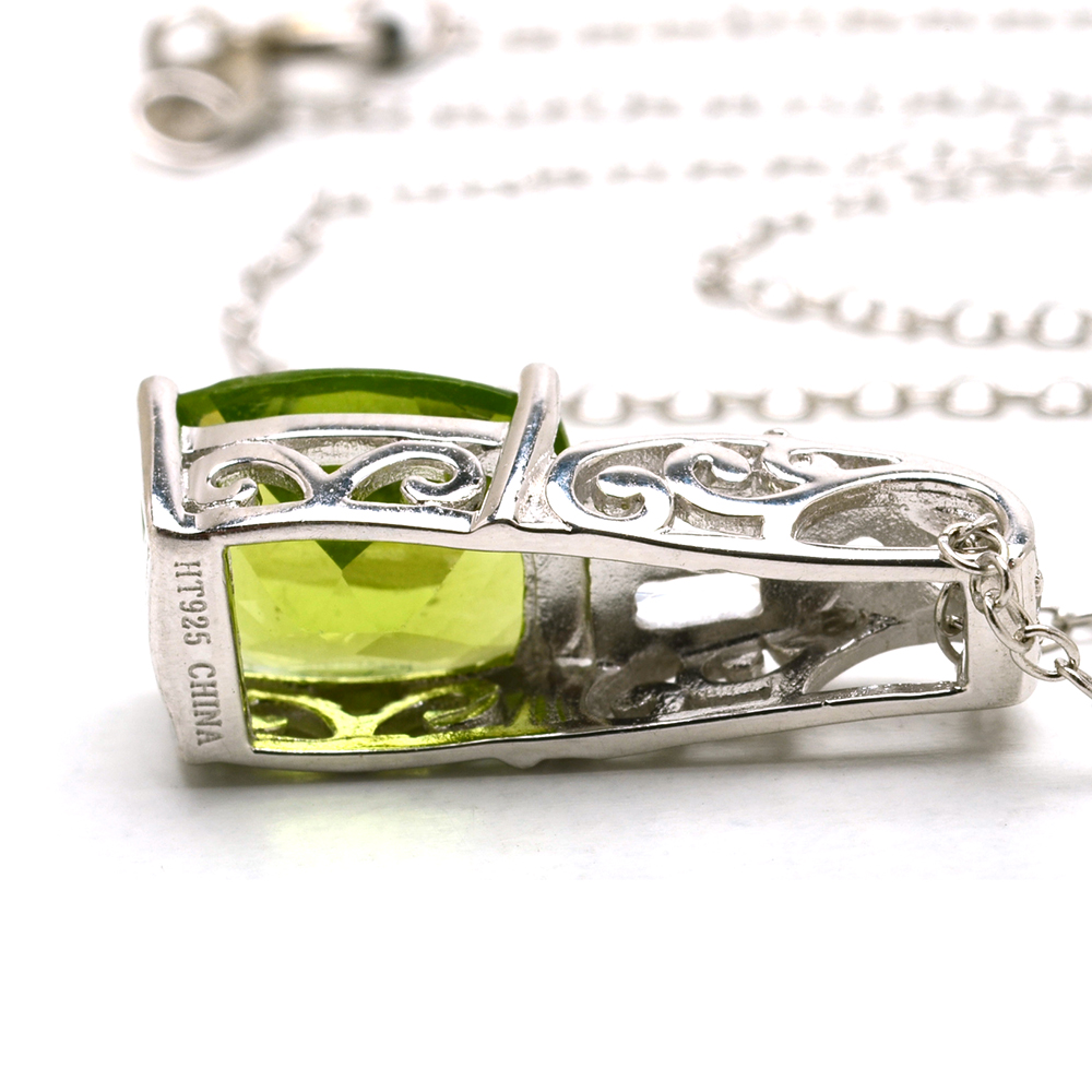 Sterling Silver Peridot and White Topaz Pendant Necklace