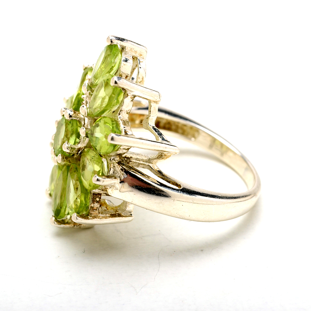 Group of Sterling Silver Jewelry Including a Peridot Ring